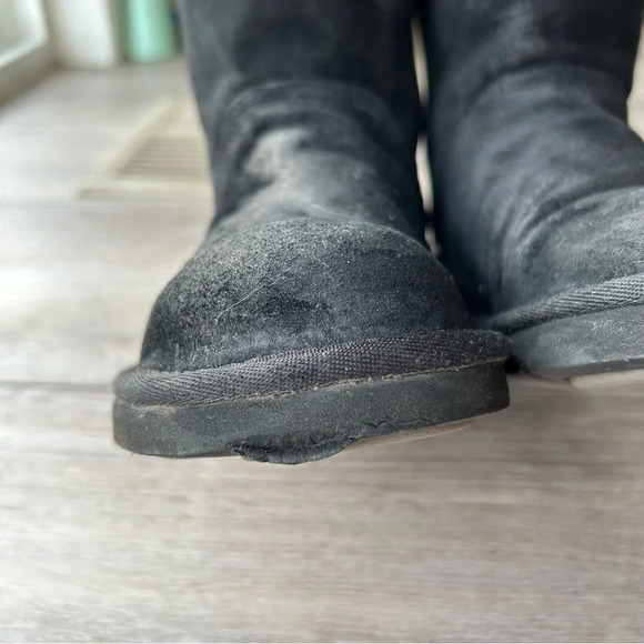 UGG Black Sheepskin Lining Suede Leather Tall Boots - Picture 16 of 16